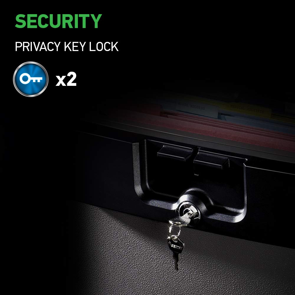Black Fireproof and Waterproof Safe, File Folder and Document Box with Key Lock, Ex. 14.3 x 15.5 x 13.5 inches, HD4100