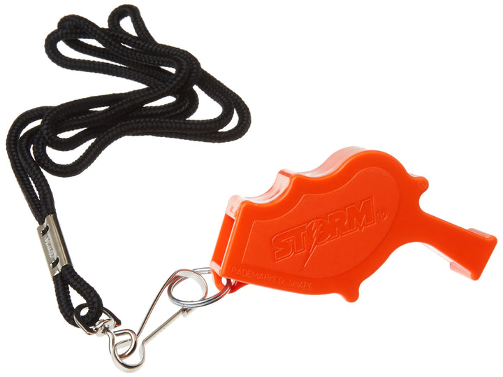 Storm Safety Whistle with 19-Inch Black Lanyard (Color May Vary), Orange