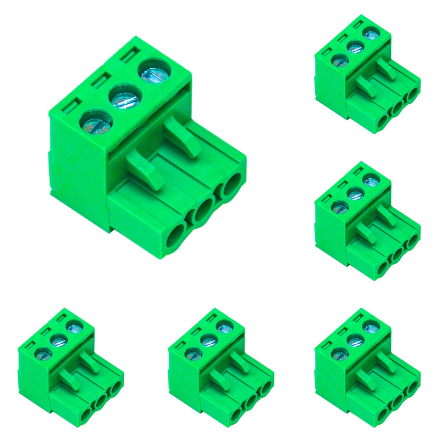 6 Pack 5.08mm Pitch Green Phoenix Type Connector 3 Pin PCB Screw Terminal Block