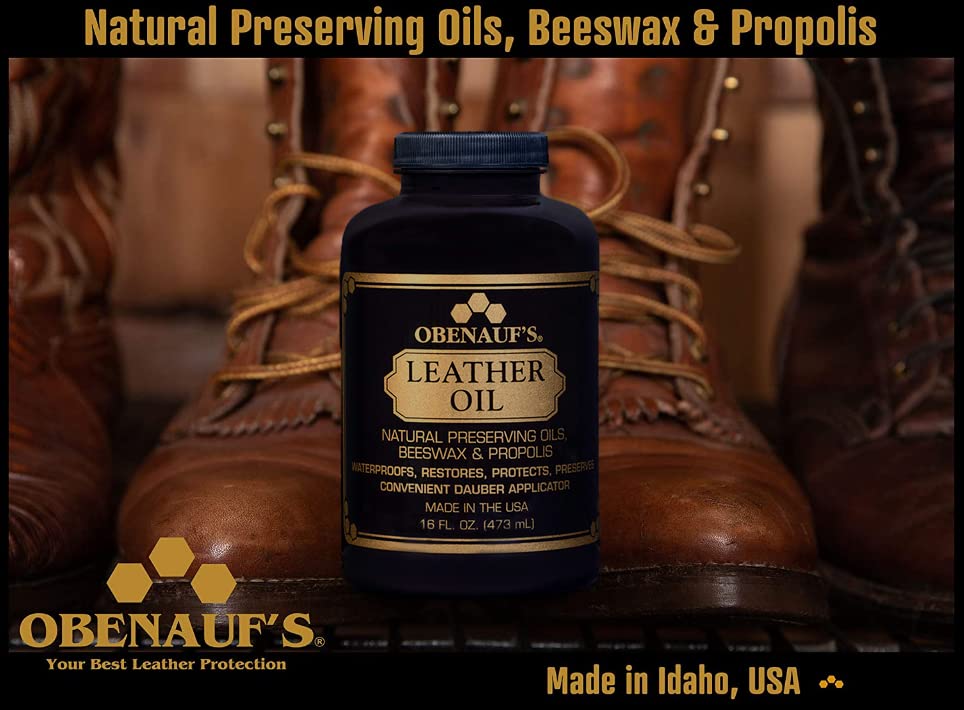 Obenauf&#39;s Leather Conditioner - Leather Oil (16oz) - Restore and Protect Leather Boots, Jackets, Purses as Well as Car Leather, Leather Furniture and Much More - Made in The USA (with Applicator)