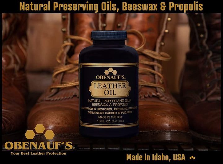 Obenauf&#39;s Leather Conditioner - Leather Oil (16oz) - Restore and Protect Leather Boots, Jackets, Purses as Well as Car Leather, Leather Furniture and Much More - Made in The USA (with Applicator)