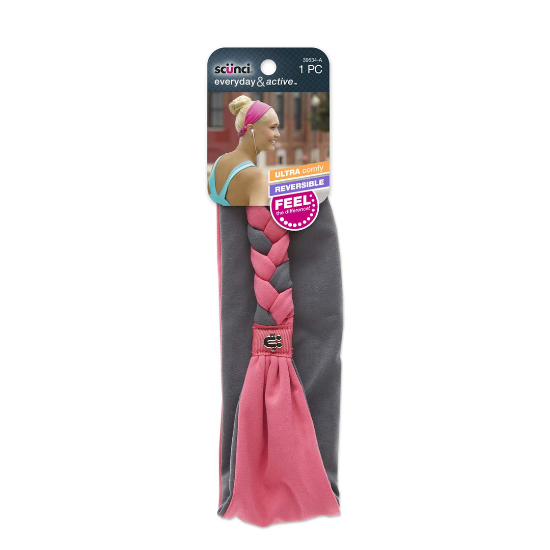 Scunci Everyday and Active Reversible Braid Back Stretch Headwrap