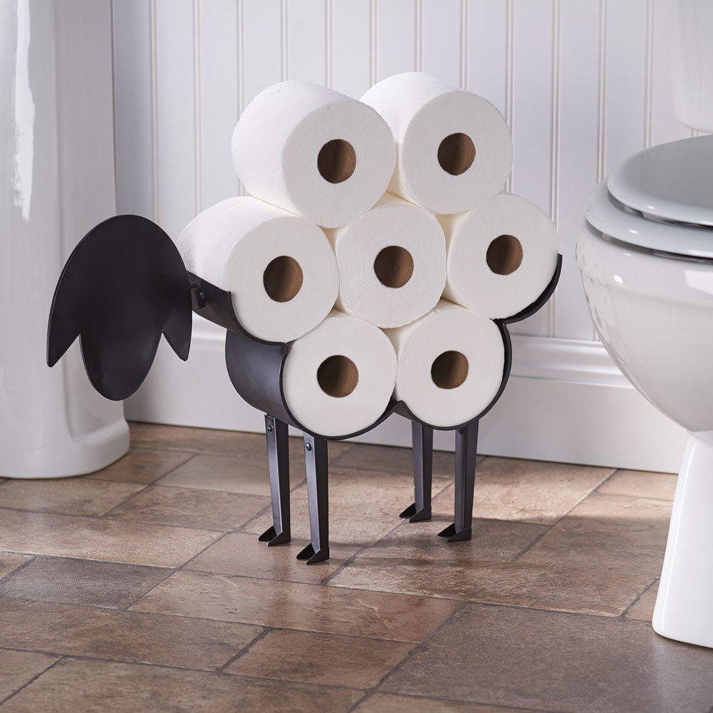 Sheep Toilet Paper Holder Black Metal Wall Mounted Toilet Paper Stand Toilet Paper Storage for 7 Rolls by Art &amp; Artifact