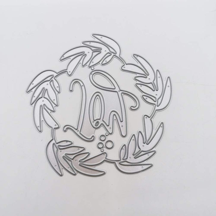 3.3 Inch Flower Wreath with Joy Words Letters Embossing Metal Cutting Dies Christmas Thanksgiving Craft Die Cuts