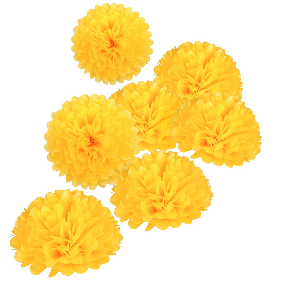 10 Yellow Tissue Pom Poms DIY Tissue Paper Flowers for Birthday Wedding Baby Shower Tea Party Dessert Table Decoration, Pack of 18