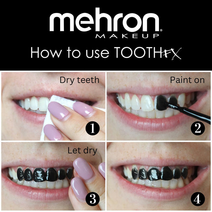 Makeup Tooth FX with brush, Black for Special Effects, Halloween, Movies (0.25 oz)