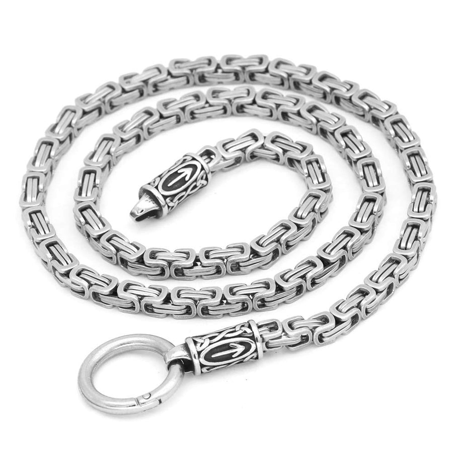 Nordic Viking Rune with Thor Pendant Necklace Stainless Steel -King Chain with Valknut Gift Bag