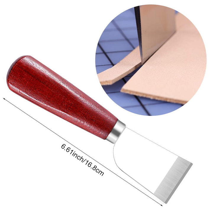 Leathercraft Knife - Leather Skiving Knife, Leather Cutting Knife with Wooden Handle Easy Trimming &amp; Edge Skiving Leathercraft Craft Tool for DIY(Red)