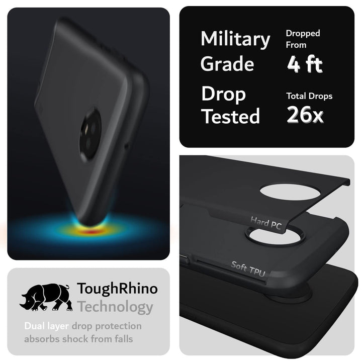DualShield Designed for Moto Z3 Phone Case/Moto Z3 Play Case, [Merge] Shockproof Heavy Duty Military Grade Dual Layer Hard Slim Protective Case Cover - Matte Black