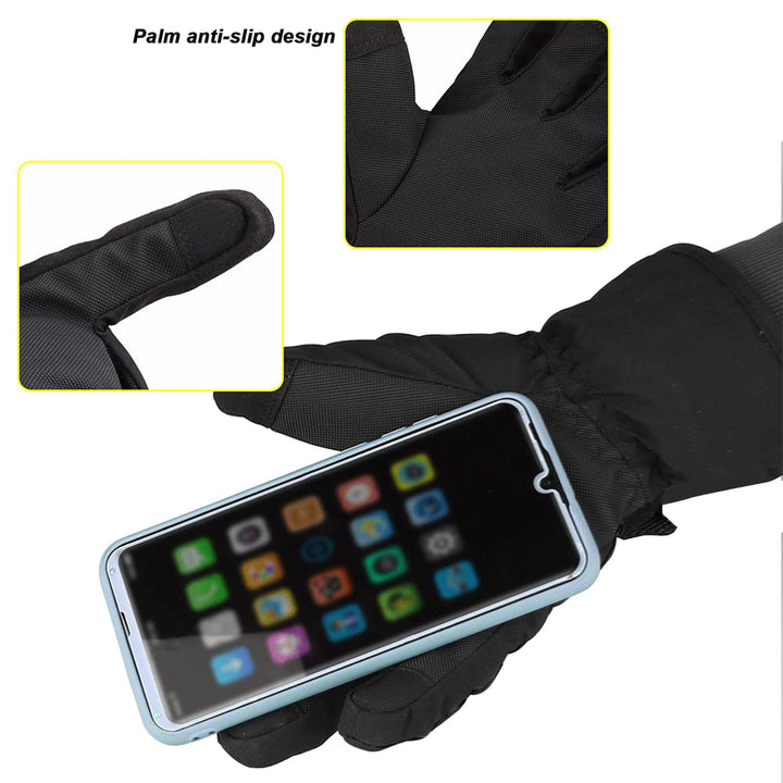 Kids Winter Gloves Windproof Water-Resistant Snow Boys Girls Gloves (Grey/Black, M (8-10 Years))