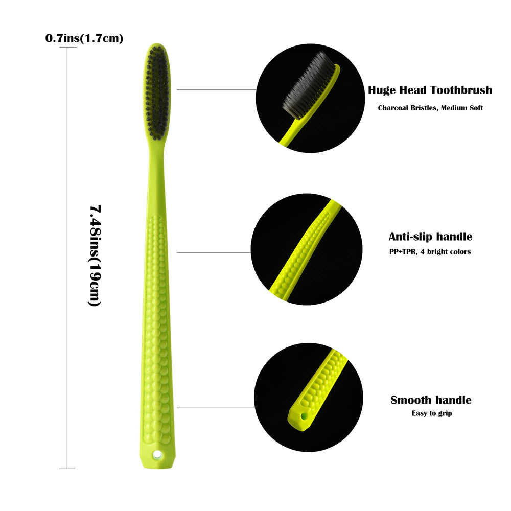 EasyHonor Huge Head Toothbrush, Medium Soft Toothbrush 