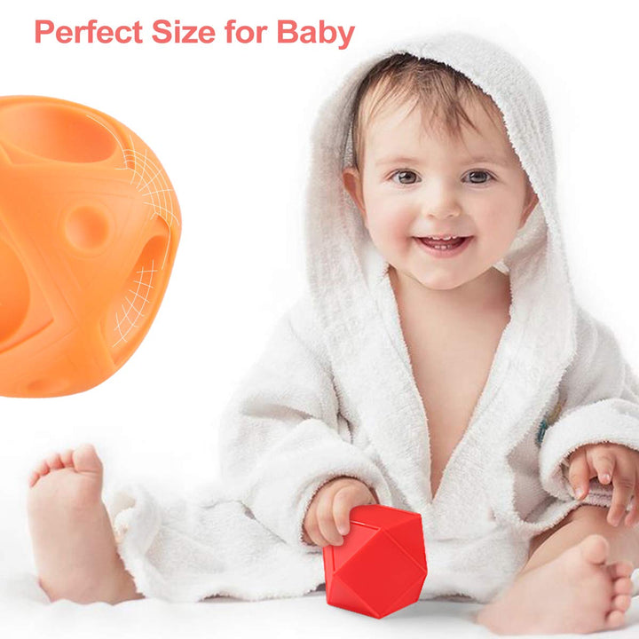 Baby Textured Sensory Ball Set Soft Squeeze Massage Balls with Bright Color and Multi Shape,Learning Early Educational Toys for 6+ Months Toddlers Boys and Girls(8PCS)