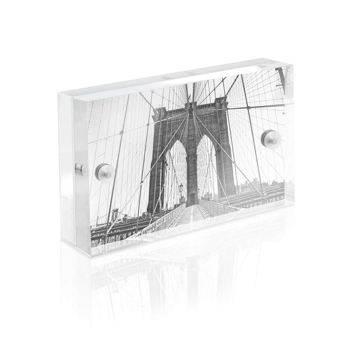 2” x 3” Super Thick [23MM Thickness] Clear Acrylic Magnetic Block Picture Frame, Double-Sided, Frameless, Freestanding, Floating Photos, for Desktop &amp; Tabletop Display (2x3)