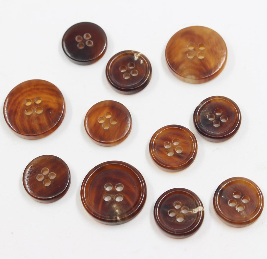 11 Pieces Genuine Natural Horn Blazer &amp; Suits Button Set - for Blazer, Sport Coat, Uniform, Jacket (Light Brown)