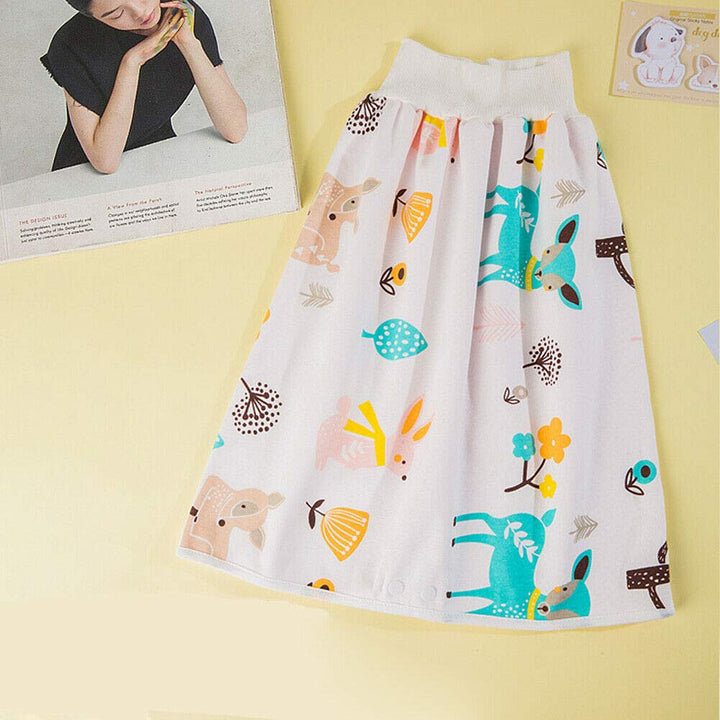Waterproof Cotton Training Pants Cloth Diaper Skirts Baby Toddler Night Time Sleeping Potty Training (Deer&amp;Rabbit, M for 0-4T)