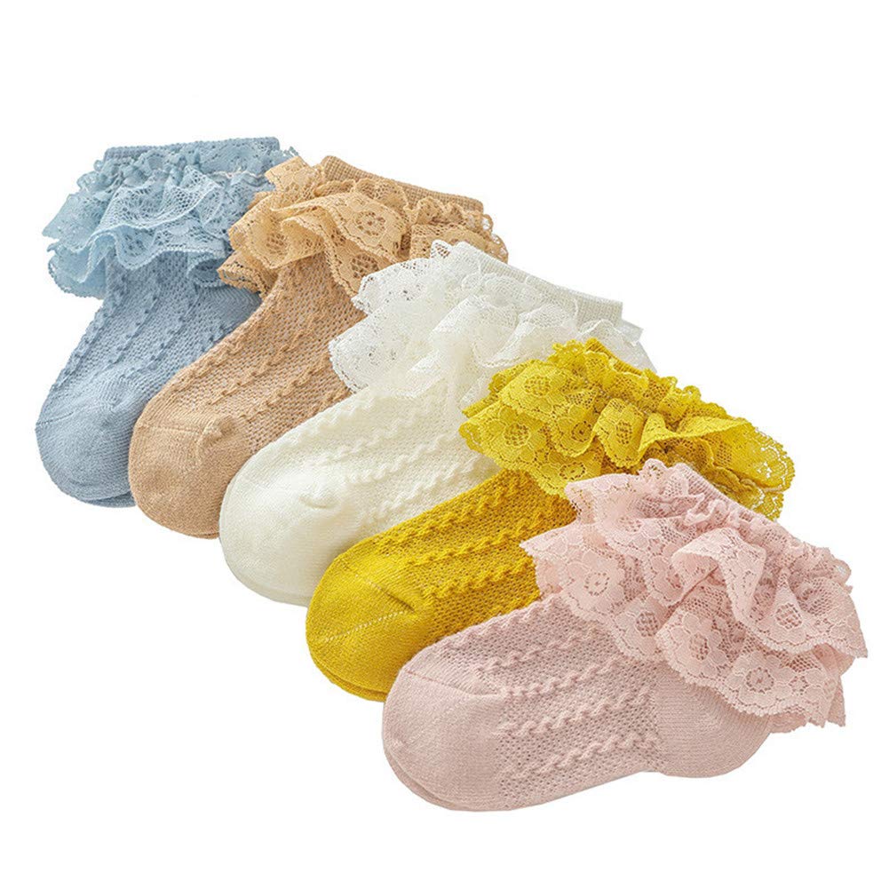 Baby Girls&#39; Eyelet Flower Socks Ankle Sock for Newborn Infant Toddlers Kids (0-12 Months)