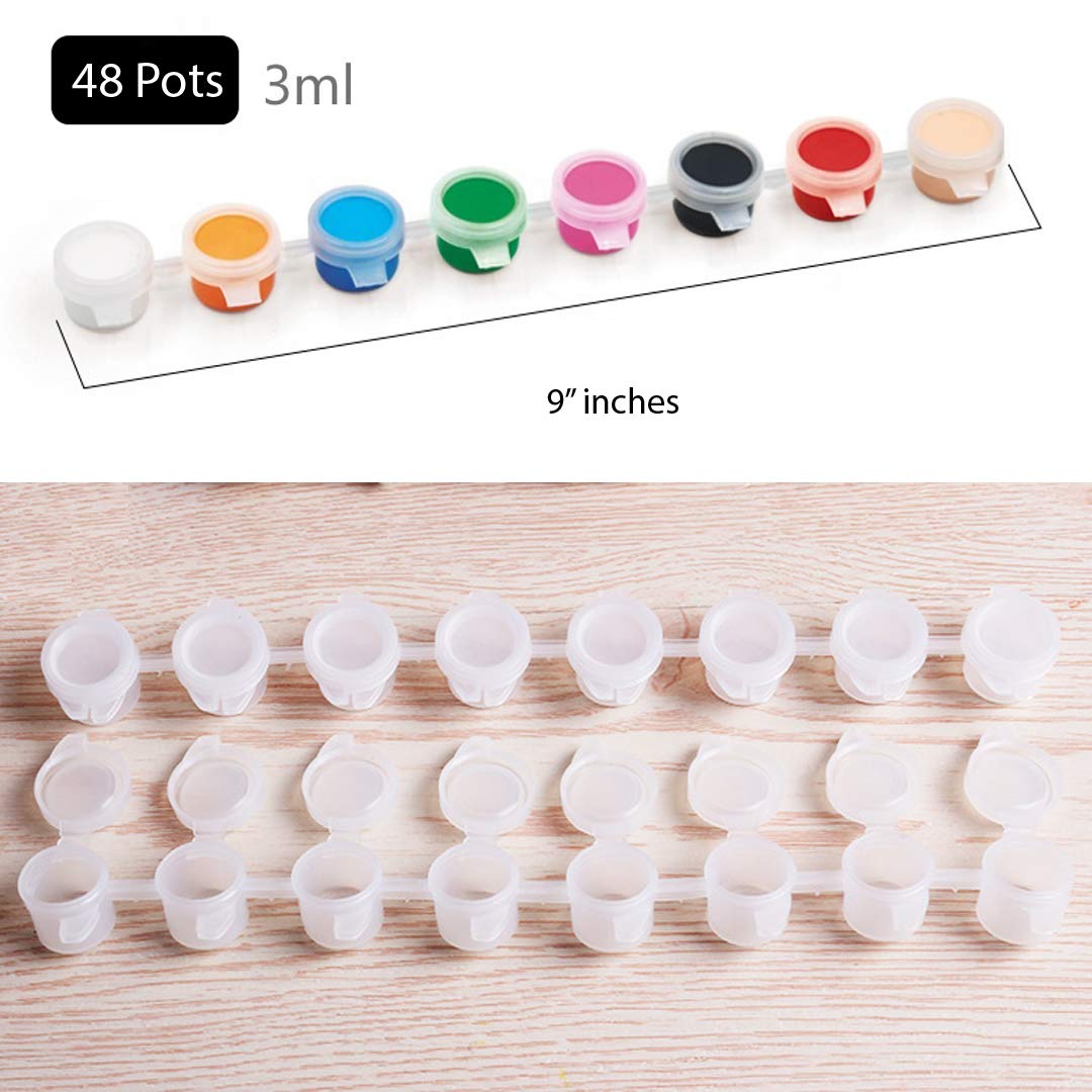 VeeDoo 48 Empty Paint Pots Container with Lids – 3ml/0.1oz Small Mini Clear Art Craft Plastic Pod Storage for School, Summer Camp Supplies, Birthday (Pack of 8 Cups/Strip, 6 Strips)