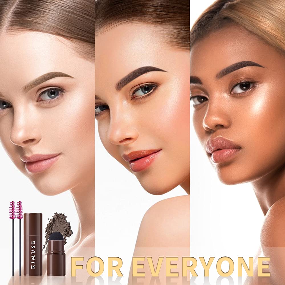 KIMUSE Eyebrow Stamp and Eyebrow Stencil Kit, One Step Brow Stamp, 10 Eyebrow Stamp Stencils Kit and Brow Stamp Shaping Kit, Brown Eyebrow Stamp Powder, Waterproof, Long-lasting (BLACK BROWN)