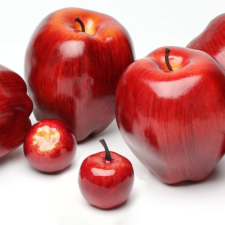 Artificial Apples, 30PCS Fake Fruits Red Apples Dark Red Apple Lifelike Simulation for Home House Kitchen Table Basket Photography Party Decoration
