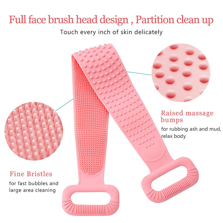 Back Scrubber for Shower,30inches and 35Ã‚½ inches Two Size for Choosing Bath Body Brush Silicone Back Brush Extra Long Exfoliating Body Scrubber with Handle for Men and Women.(Pink)