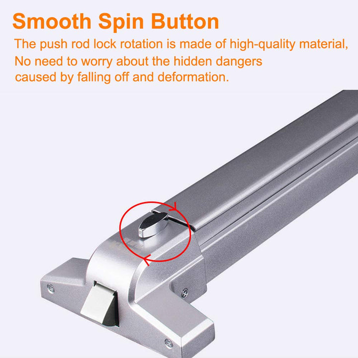 Door Push Bar Panic Exit Device with Exterior Lever Emergency Lock Stainless Steel Commercial Door Push Bar Emergency Panic Exit Bar Handle Door Hardware for Metal Wood Door