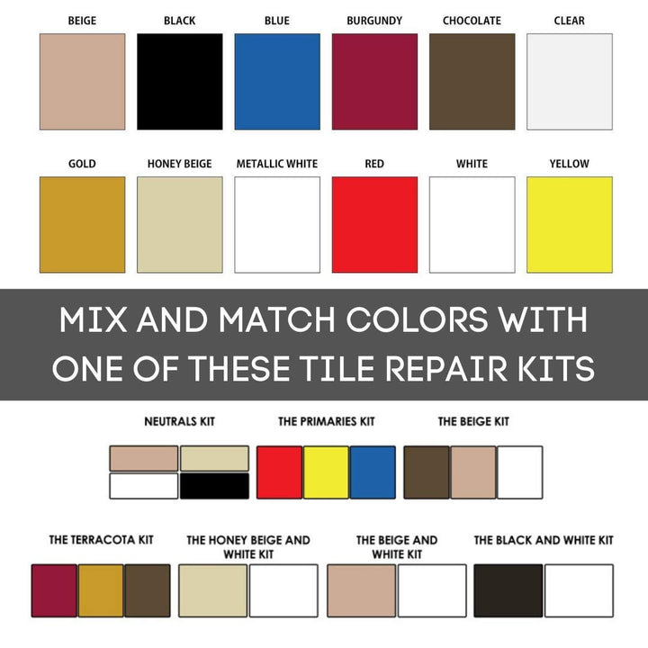 Tile RepairEzy (Honey Beige) Ceramic Tile Repair Kit - Cracked Chipped Bathroom Floor Tiles