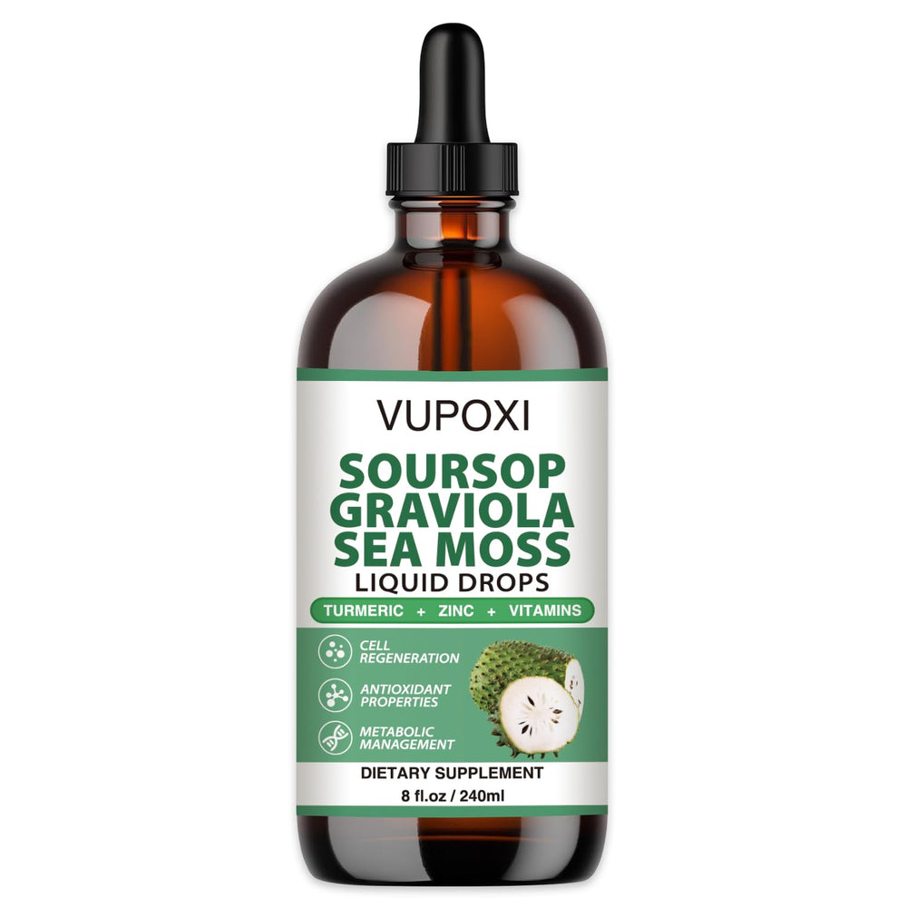 Soursop Multivitamin Liquid Drops Cell Support & Regeneration, Immune Boost,Dietary Fiber and Sleep, Organic Soursop Extract-Sugar Free, Non-GMO, 100% Vegan, Gluten-Free-8 Fl Oz/240 ML