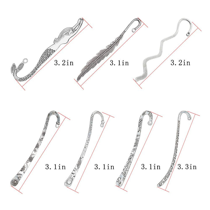 HOSTK 40pc Silver Metal Bookmark Hairpin Hook Carved An