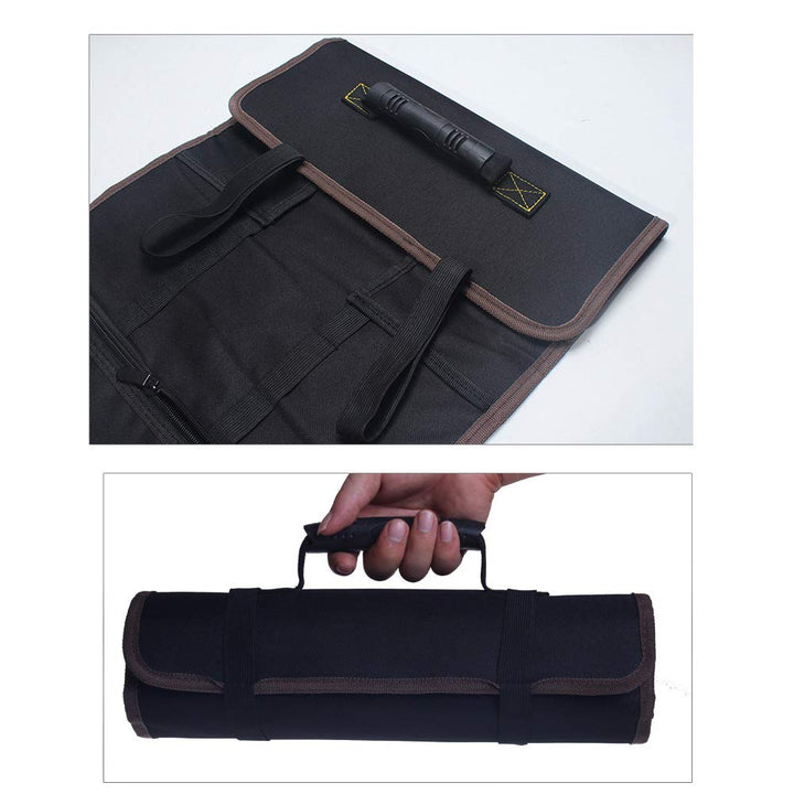 Large Wrench Roll Up Tool Roll Pouch Bag with 22 Pockets, Waterproof Canvas Wrench Roll Organizer Bag for Craftwork Handyman Electrician
