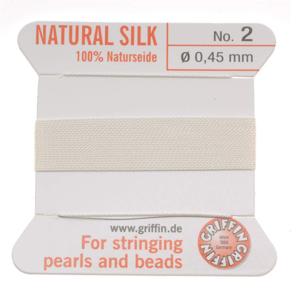 Beading Silk Cord &amp; Needle White Size 2