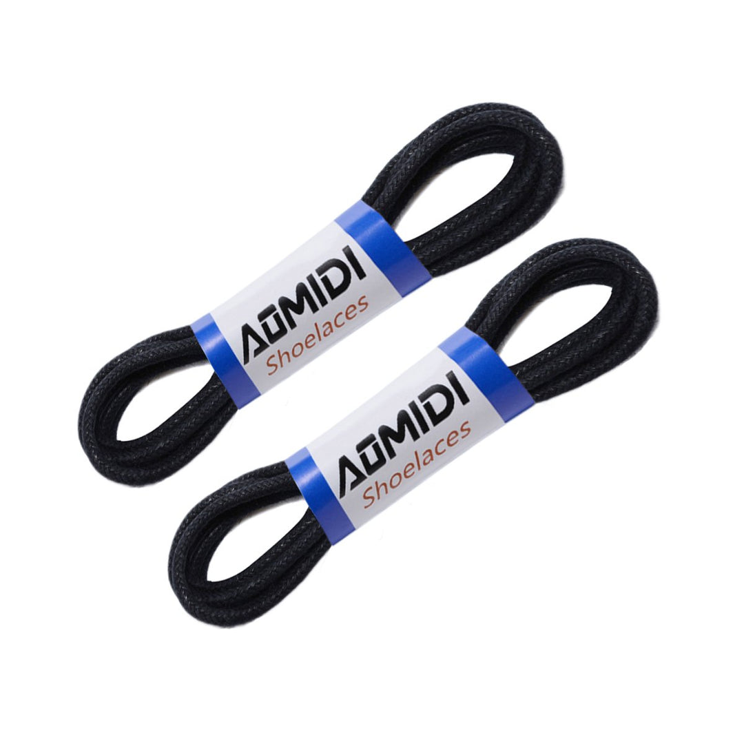 Waxed Round Oxford Shoe Laces for Dress Shoes Chukka Boots 3 Pairs (36 inches (91 cm), Black)