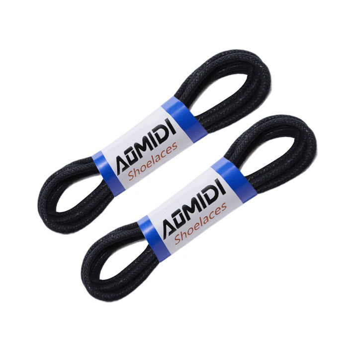 Waxed Round Oxford Shoe Laces for Dress Shoes Chukka Boots 3 Pairs (36 inches (91 cm), Black)