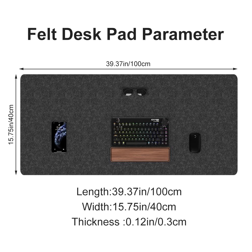 Large Felt Desk Pad, 40&#39;&#39;x16&#39;&#39; Full Desk Mouse Pad, Desk Mat for Keyboard,Computer Mat for Desk,100X40cm Felt Desk Mat for Desk Pad Protector