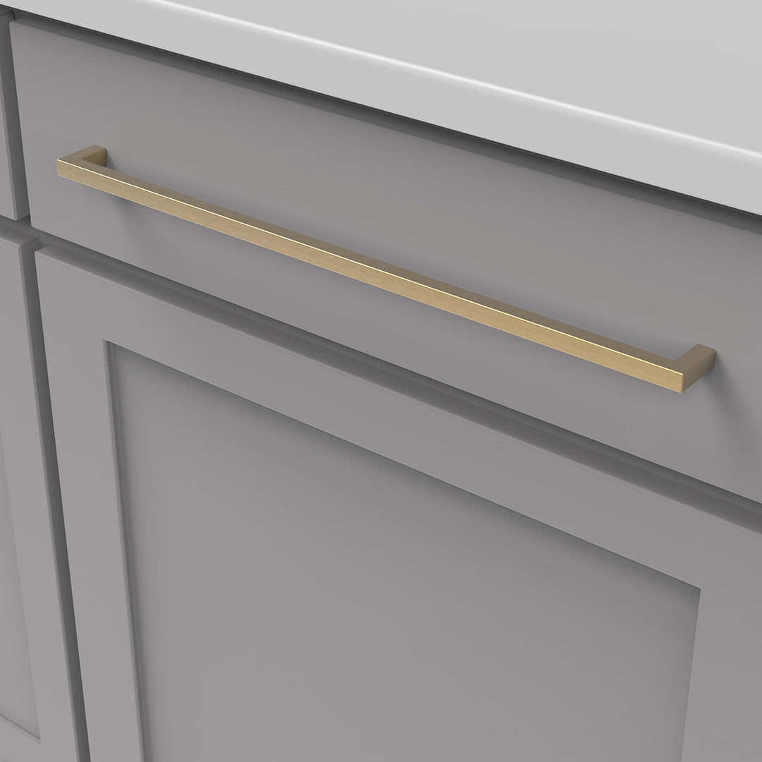 1 Pack Solid Core Kitchen Cabinet Pulls, Luxury Cabinet Handles, Hardware for Doors &amp; Dresser Drawers, 18 Inch Hole Center, Brushed Golden Brass, Skylight Collection