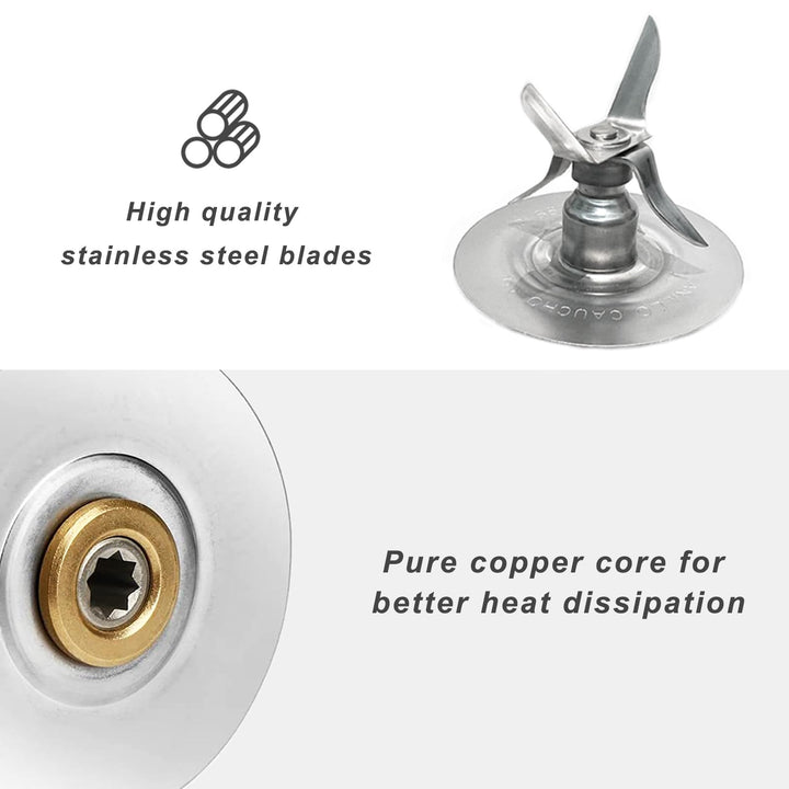for Oster Blender Replacement Parts Blender Ice Blade with Jar Base Cap and Two Rubber O Ring Seal Gasket Accessory Refresh Kit
