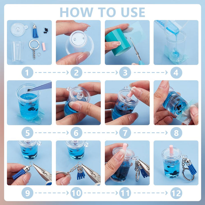 OLYCRAFT 218pcs Mini Cup Keychain Kit NO-Glue Bubble Te