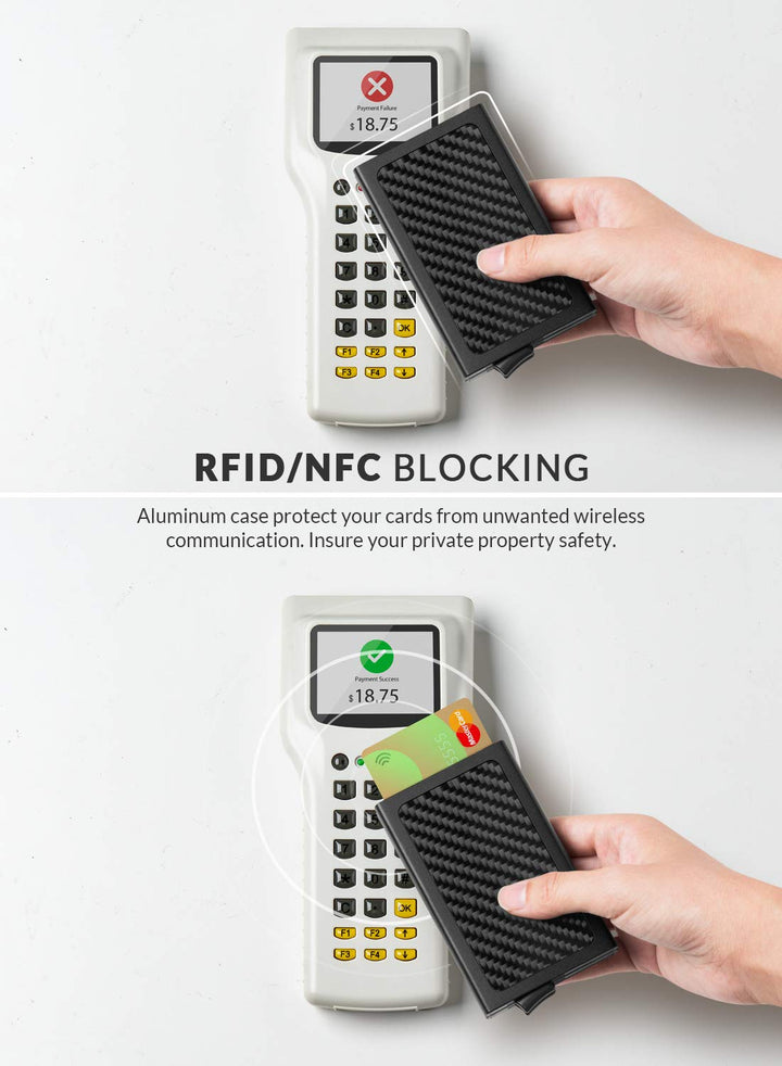 Pop Up Wallet, Slim Minimalist Credit Card Holder RFID Blocking Metal Card Case for Men or Women