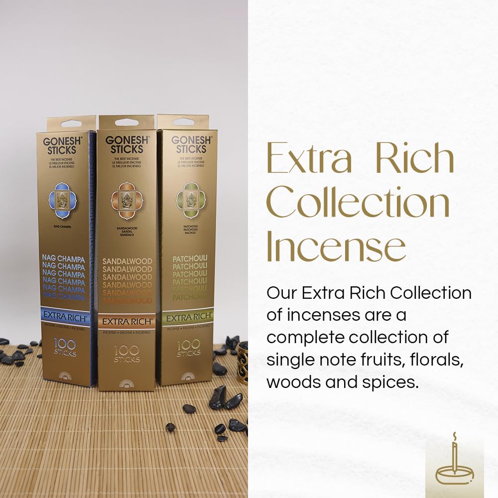 - Extra Rich Scented Incense Sticks - Non-Toxic 10” Slow Burn Aromatic Sticks - Sandalwood - 100 Pack