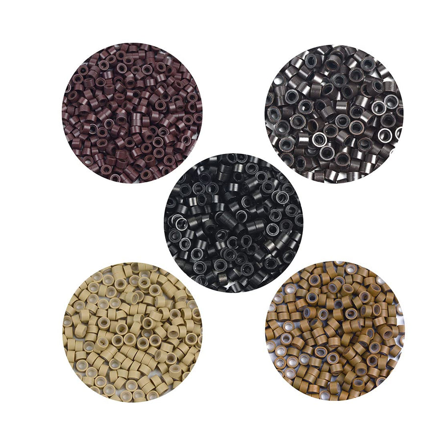 1000 Pcs Silicone Lined Micro Rings Links Beads 5mm Lined Beads for Hair Extensions Toolï¼Ë†Brownï¼â€°