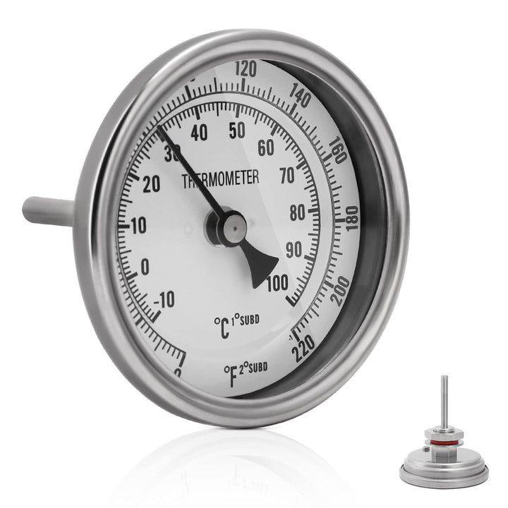 3 Dial 2 Probe FERRODAY 1/2 NPT Stainless Steel Thermometer Dial Thermometer 1/2 NPT Homebrew Kettle Thermometer Weldless w/O-Rings 0-220ºF Kettle Thermometer Stainless Steel Brew Pot Thermometer