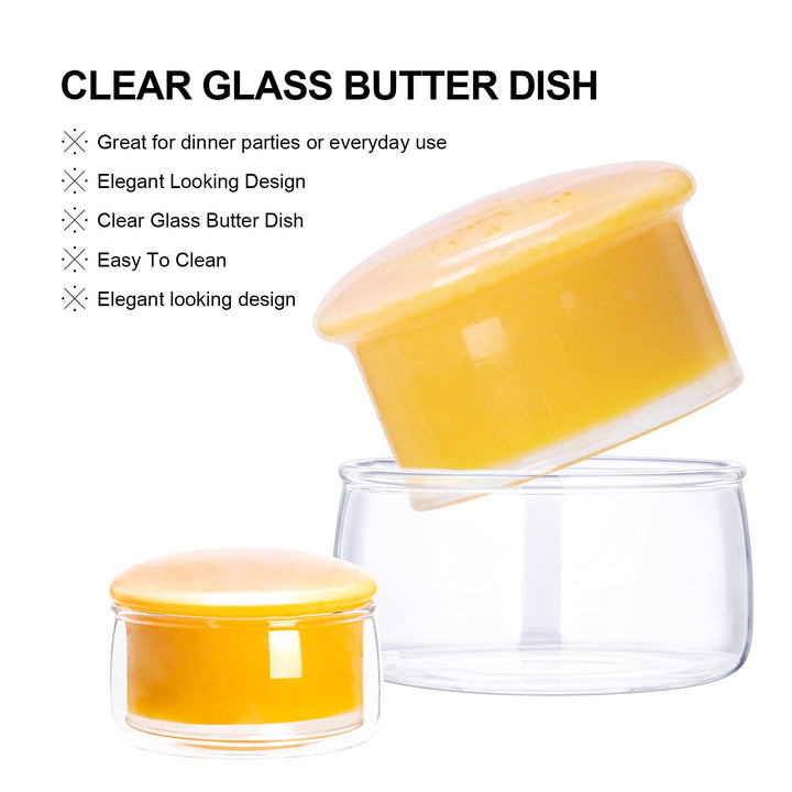 Glass Butter Keeper Crock -- French Butter Dish No More Hard Butter Perfect Spreadable Consistency, Transparent 1