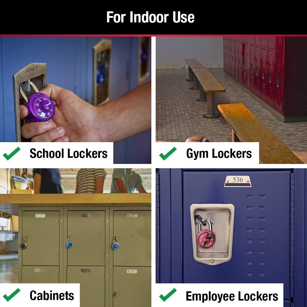 1533TRI Locker Lock Mini Combination Padlock, 3 count (Pack of 1), Colors may vary