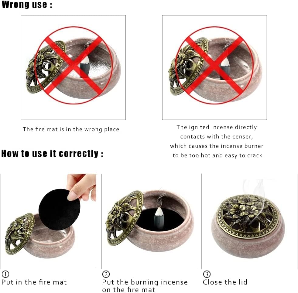 Incense Burner, Incense Holder for Sticks or Cone, Coil Incense, Incense Burner for Frankincense, Sage Cones and Palo Santo (Dark Green)