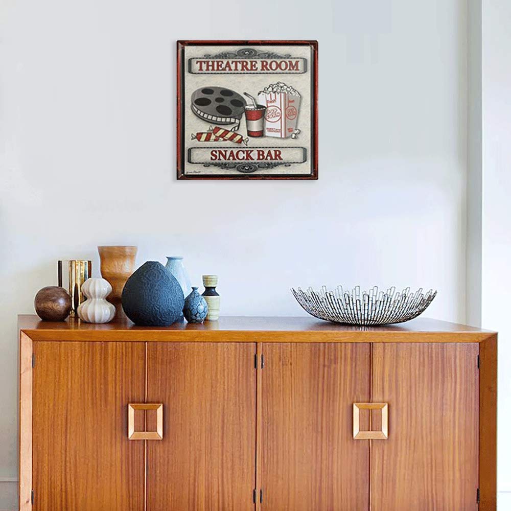Theatre Room Snack BAR Vintage Metal Tin Signs Cinema Poster Pub Bar Decor Art Wall Plaque 11.8x11.8inch