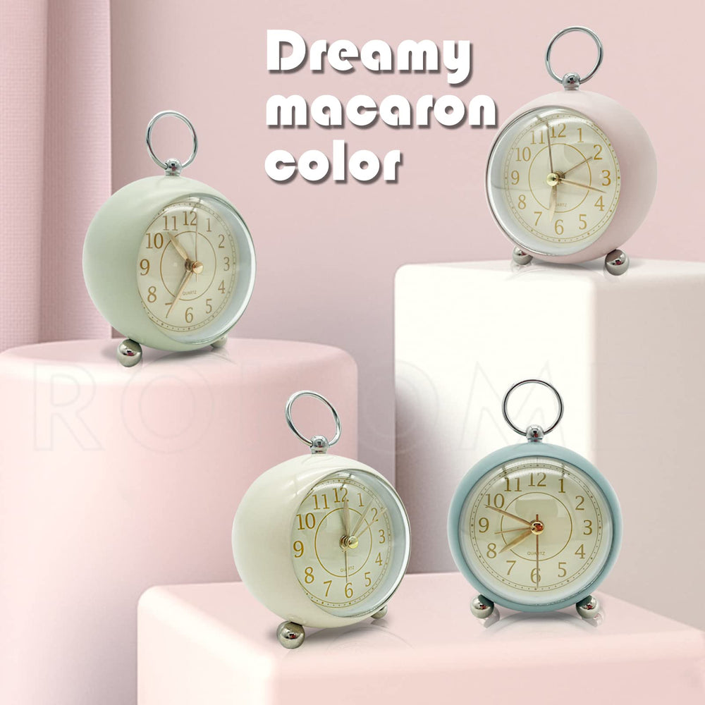 Rohome Vintage Small Alarm Clock with Night Light, Blue