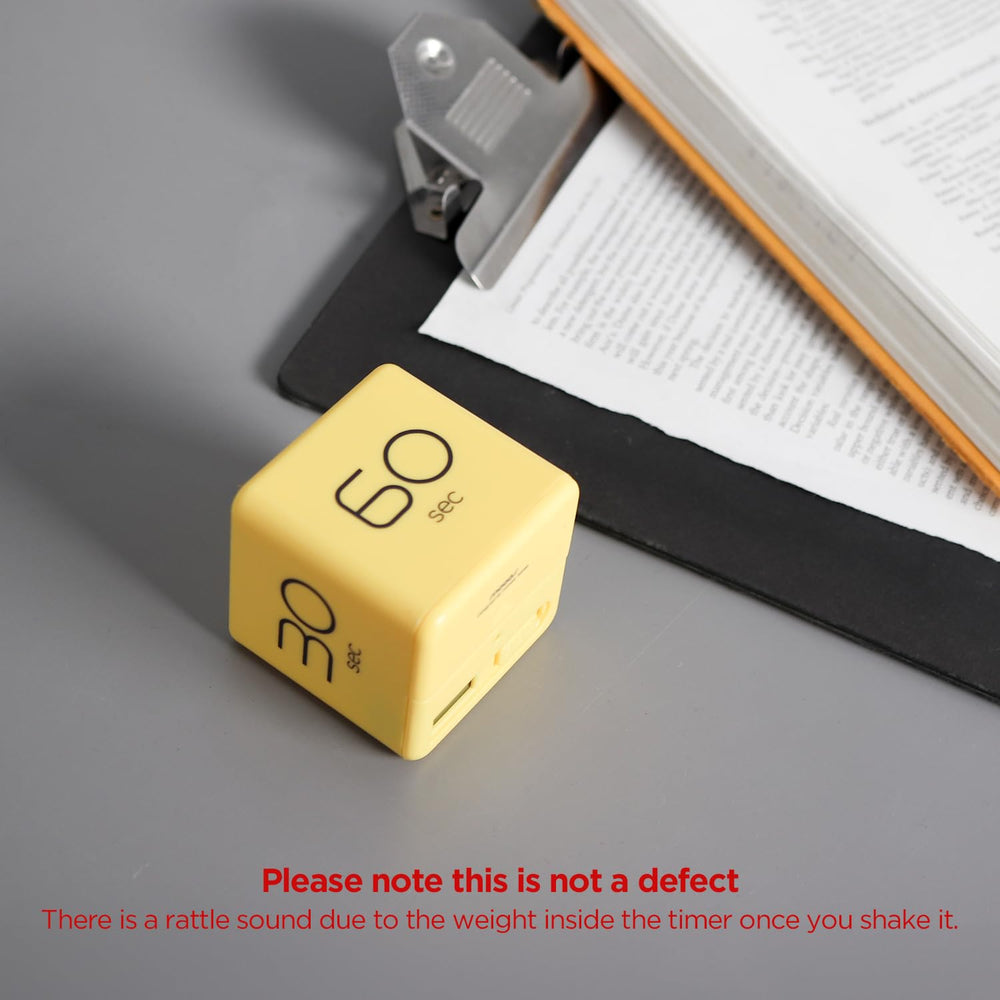 Cube Timer (Yellow), Time Management, Kitchen Timer Kids Timer Workout Timer, Timer for Studying, Cooking, 10, 20, 30, 60 sec Timer Setting