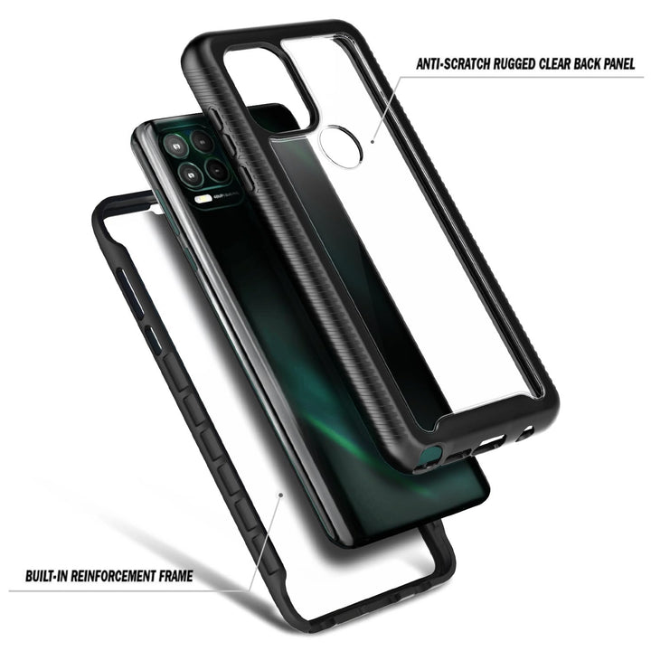 Case for Motorola Moto G Stylus 5G with [Built-in Screen Protector], Full-Body Protective Shockproof Rugged Bumper Cover, Impact Resist Phone Case Cover (Marble Design Sapphire)