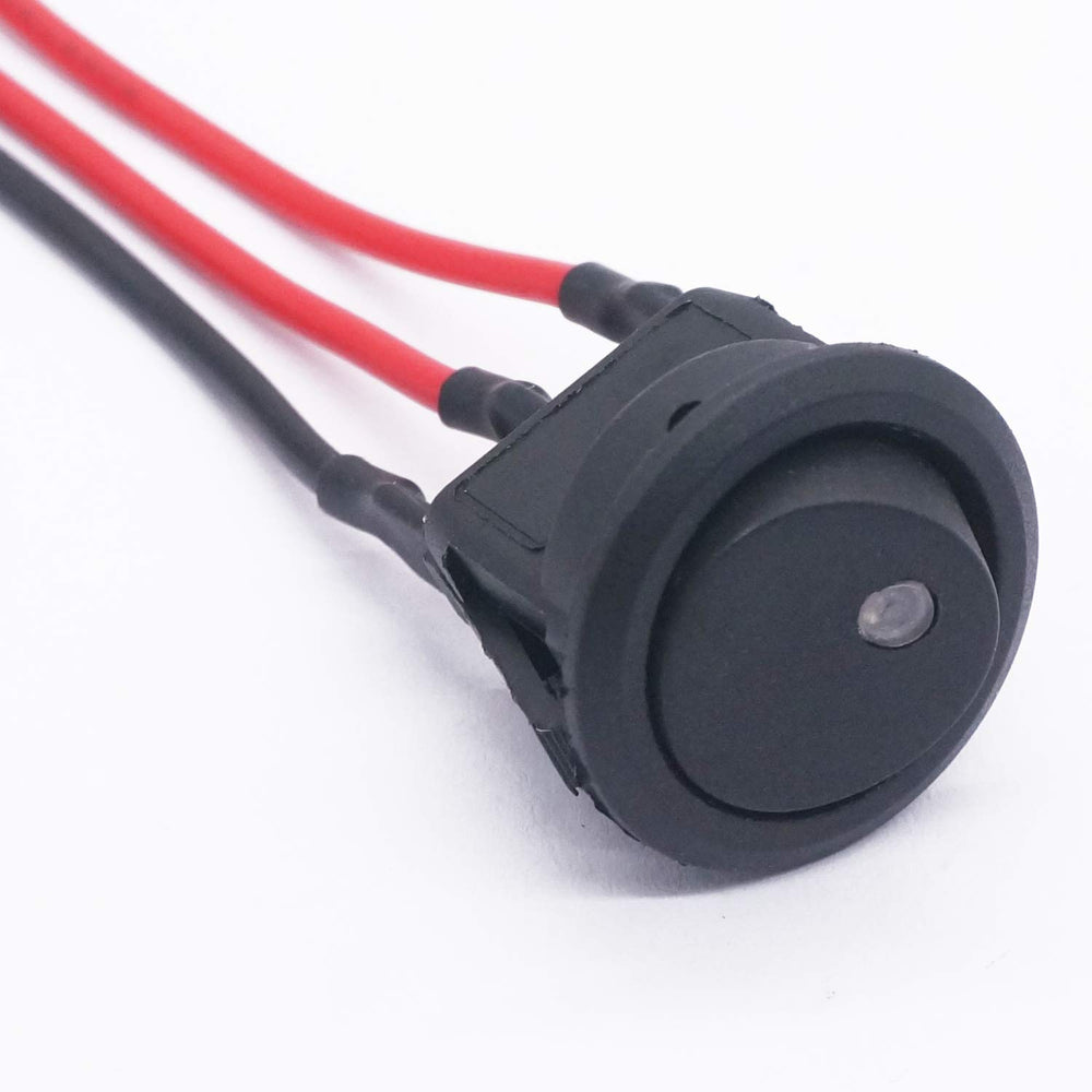 /8Pcs SPST Round Dot Lighted Rocker Switch Toggle Control for Car Or Boat 20A 12V DC On/Off White LED Light with Pre-soldered Wires KCD2-102N-W-X