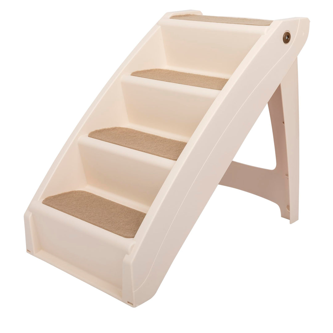 CozyUp Folding Dog Stairs, Portable Indoor/Outdoor Pet Steps for Bed, Couch &amp; Car, Tan, 25 Inch