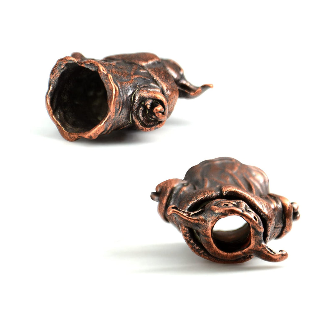 Knife Lanyard Beads - Beads Paracord for DIY Keychain Charms, Hand-Casted Metal Copper Papa Yoda Beads for Paracord Skull Bracelet 2Pcs/Lot